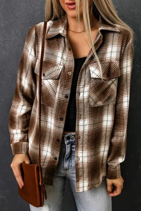 * APP EXCLUSIVE* Plaid Collared Neck Long Sleeve Shirt