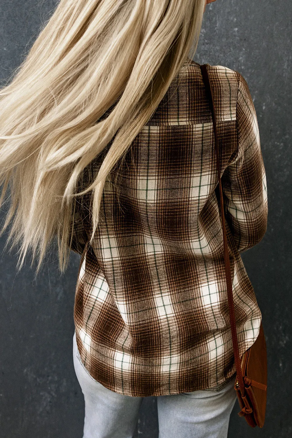 * APP EXCLUSIVE* Plaid Collared Neck Long Sleeve Shirt