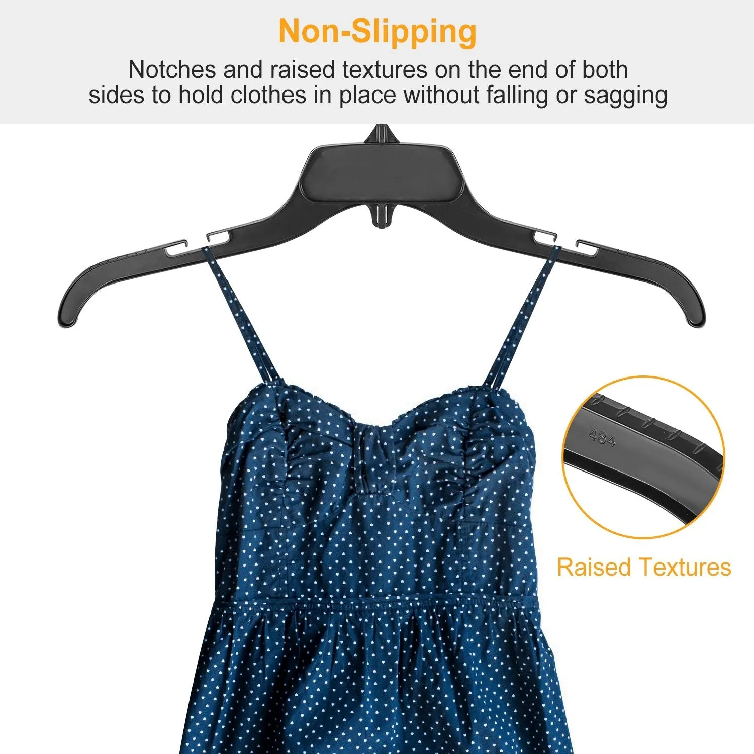 10-Pack: Clothes Hanger Non-Slip Notched Space-Saving