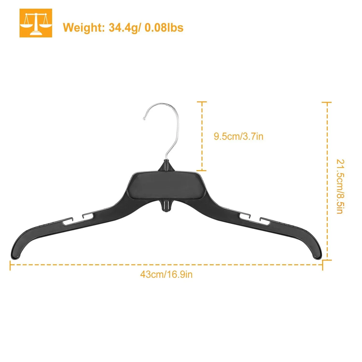 10-Pack: Clothes Hanger Non-Slip Notched Space-Saving