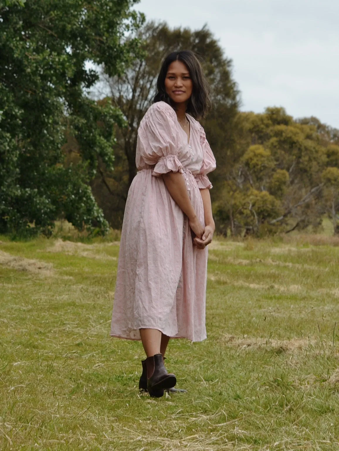 100% RECYCLED COTTON - WINSLOW PINK COTTON LACE DRESS