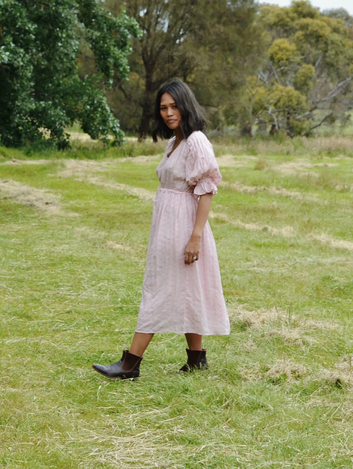 100% RECYCLED COTTON - WINSLOW PINK COTTON LACE DRESS