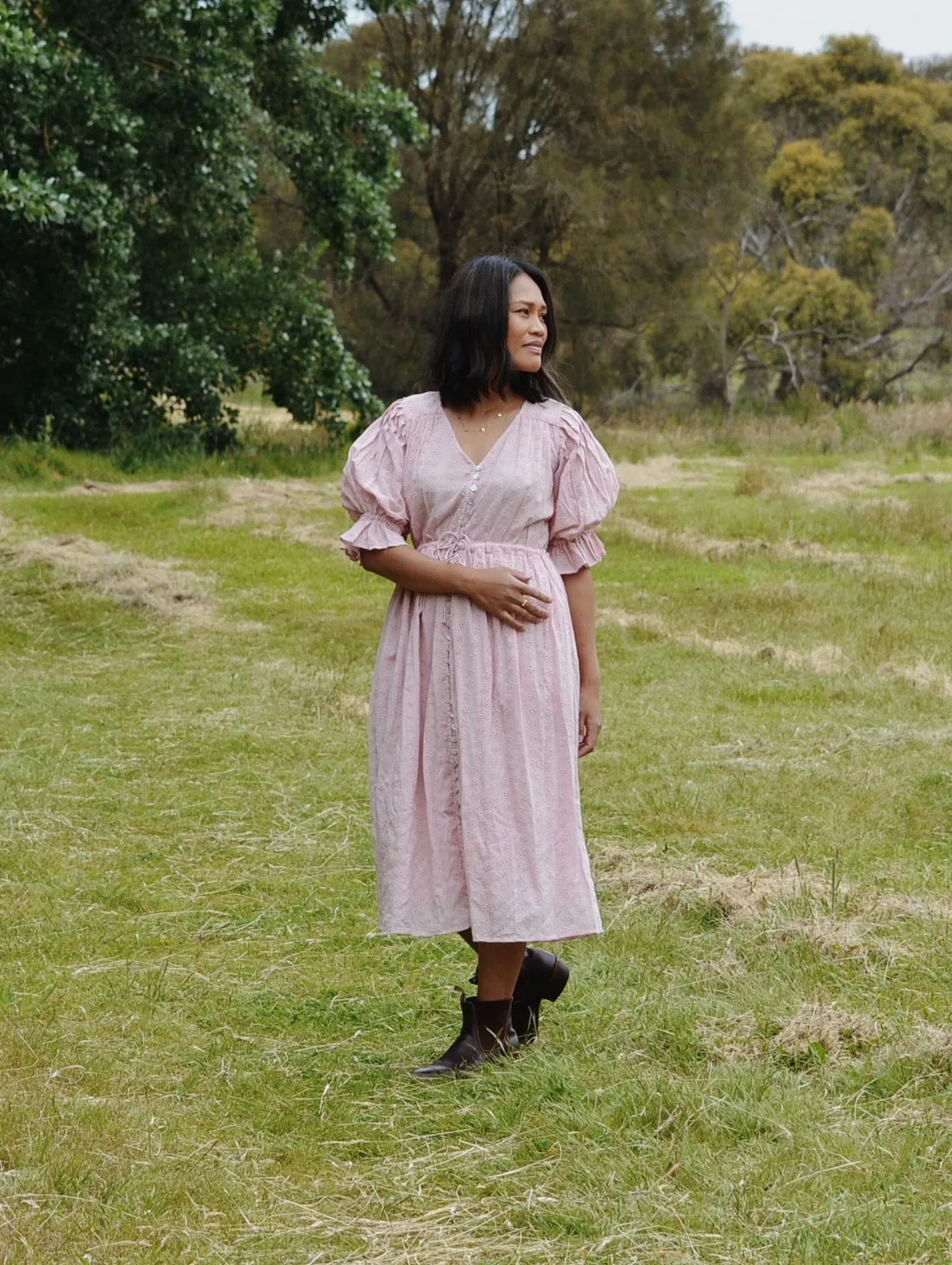 100% RECYCLED COTTON - WINSLOW PINK COTTON LACE DRESS