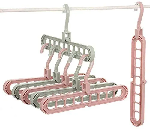 1553 Anti-Skid Plastic 9-Holes Magic Wardrobe Folding Hangers