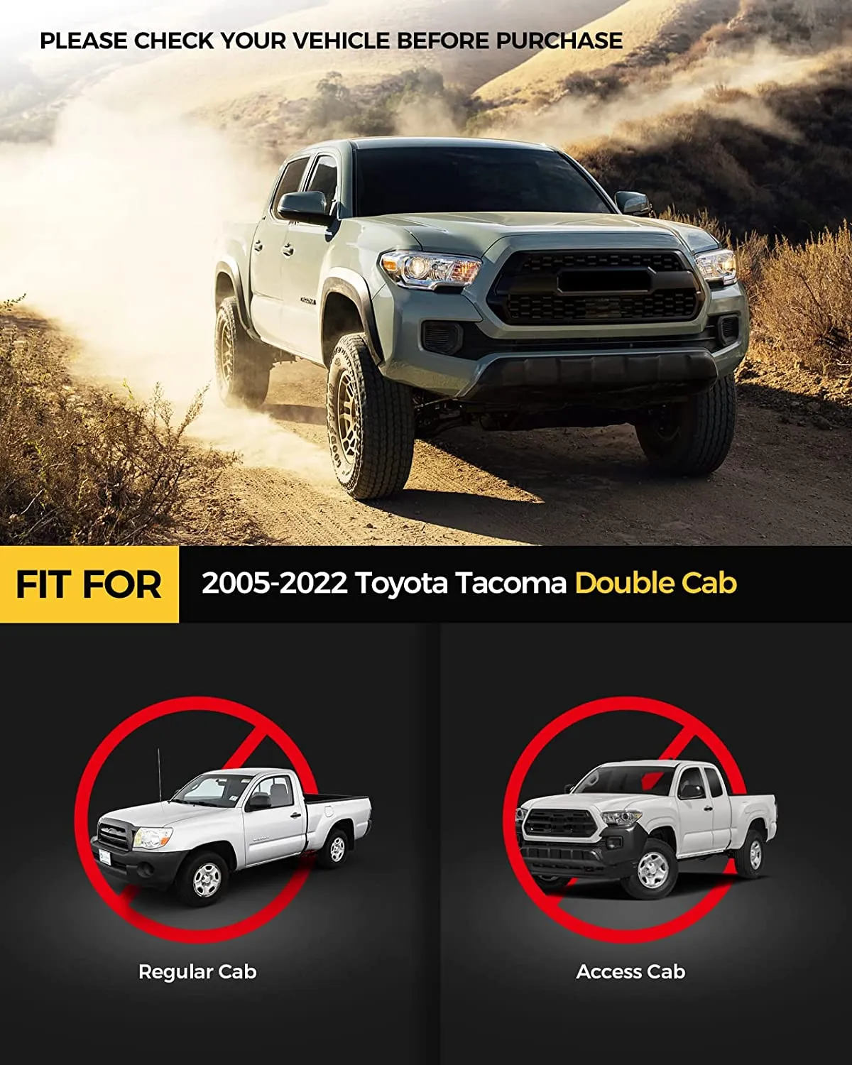 6 Inch Running Boards fit for 2005-2023 Toyota Tacoma Double Cab