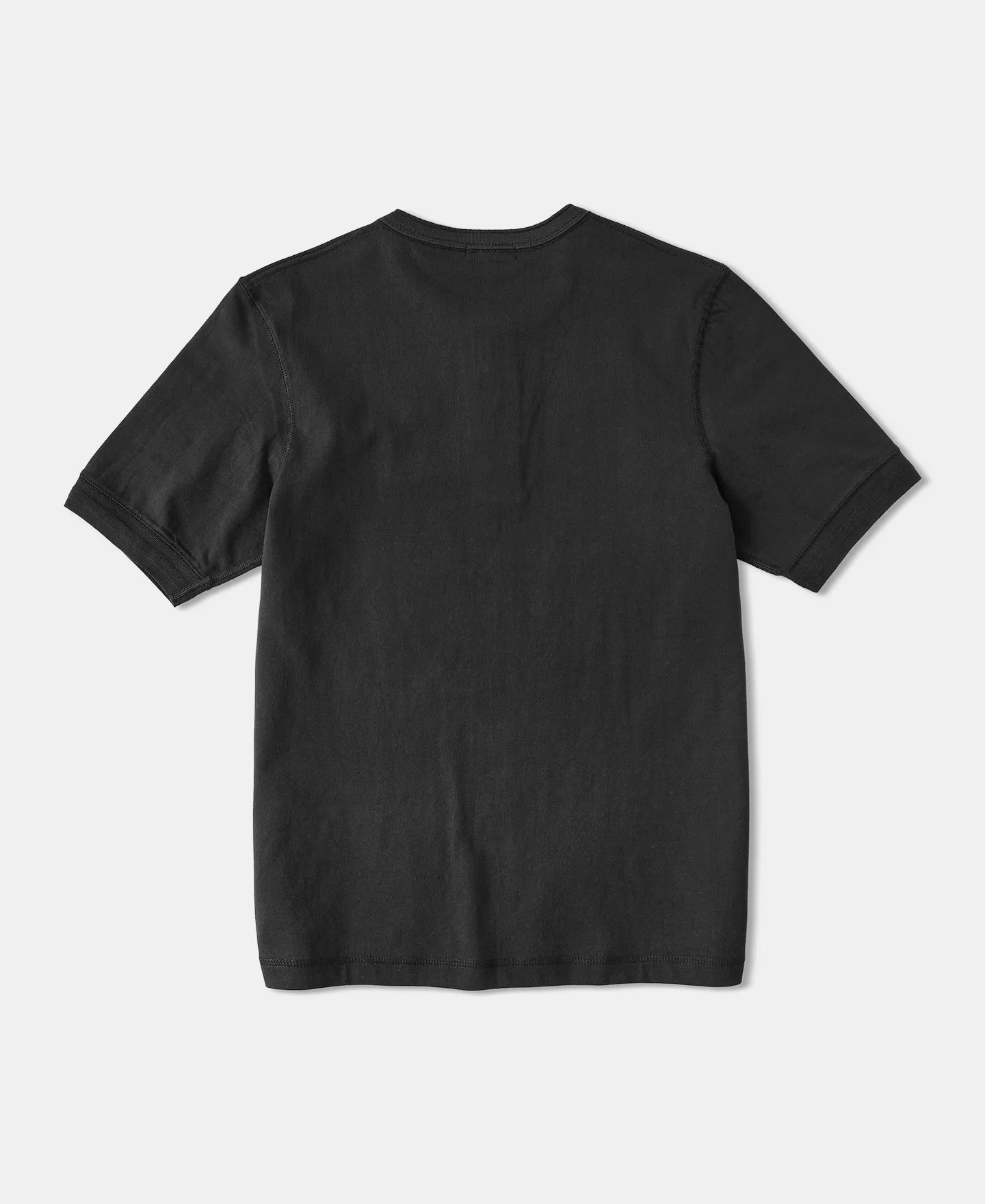 9.3 oz Cotton Tubular Henley T-Shirt - Black