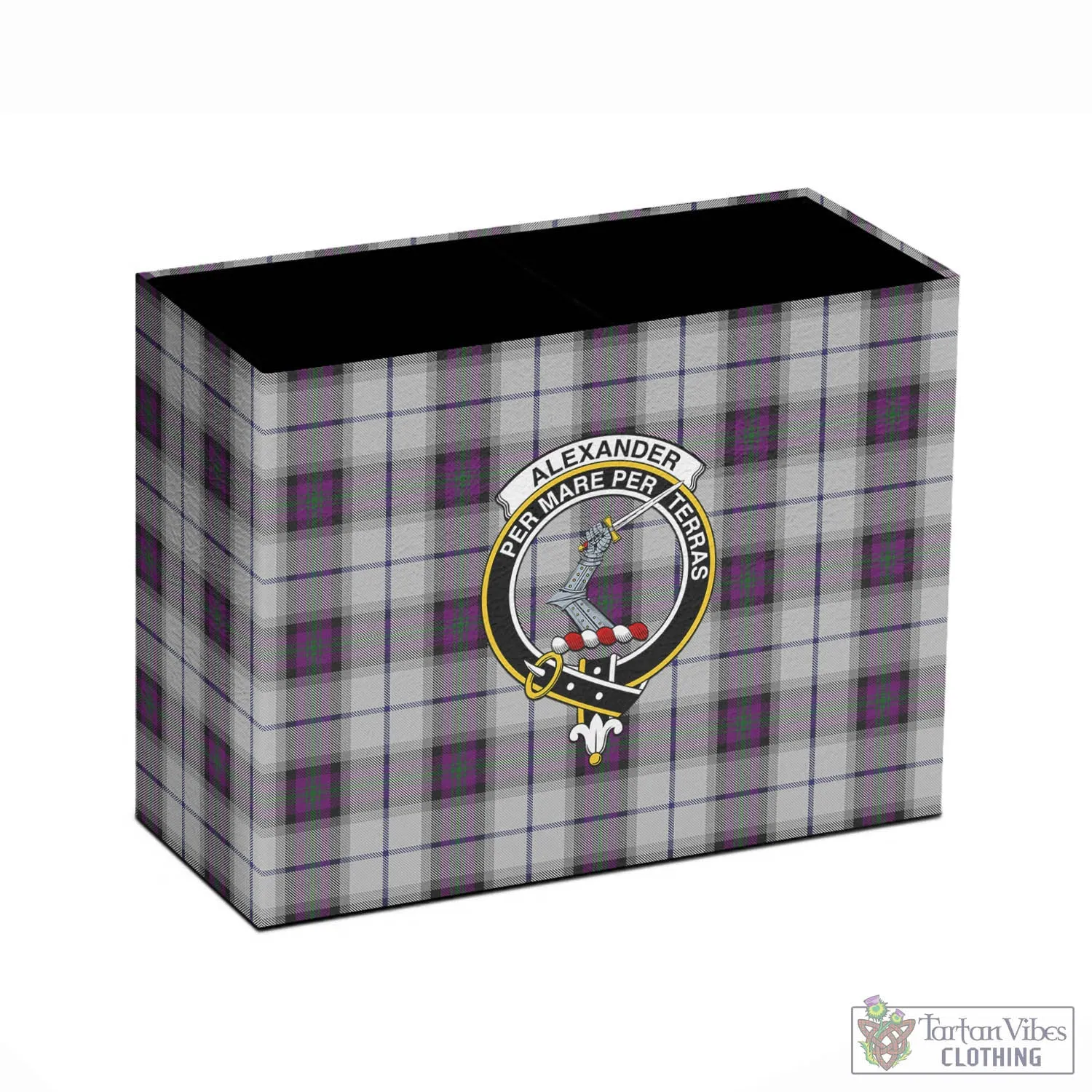 Alexander of Menstry Dress Tartan Pen Holder with Family Crest