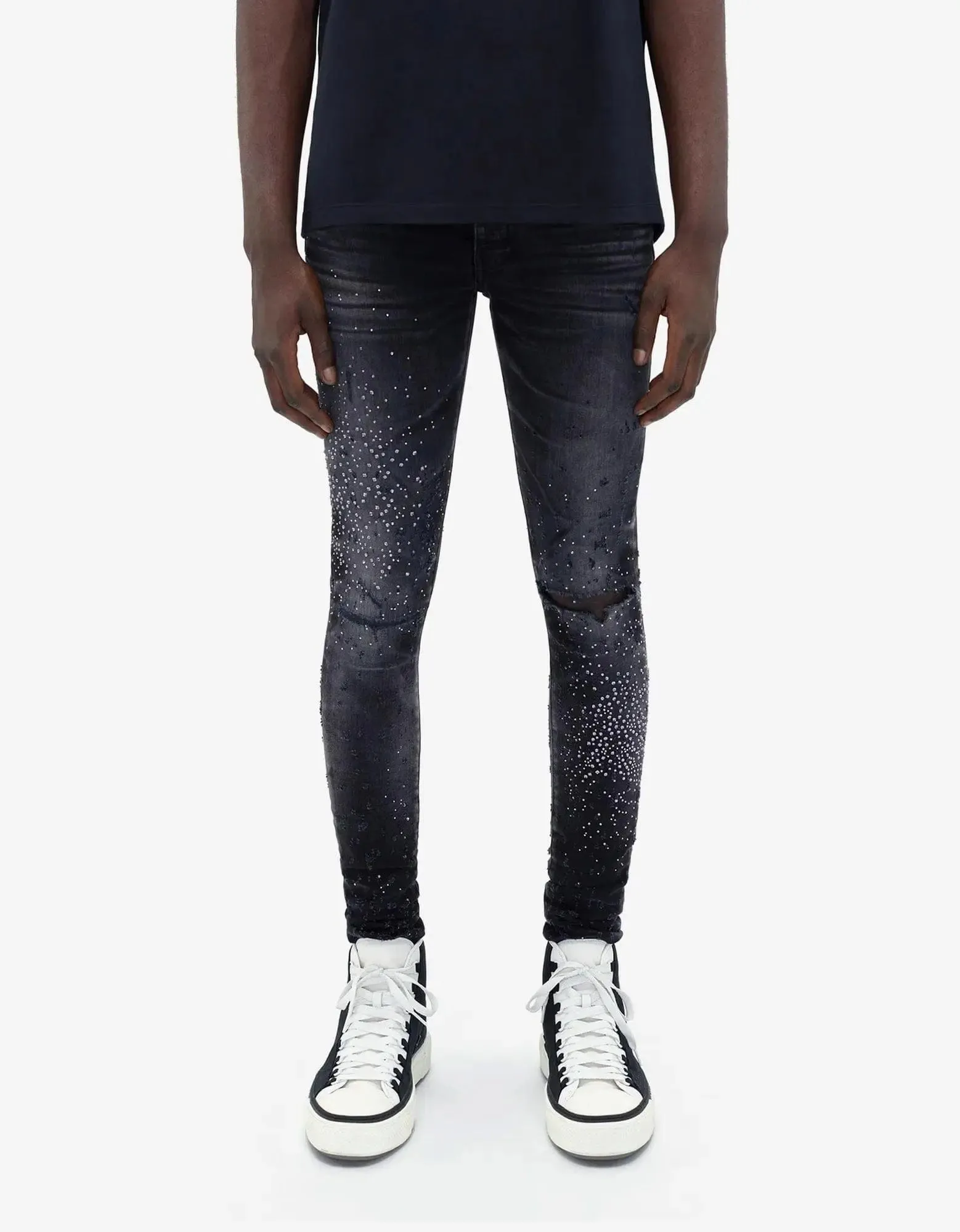 Amiri Jeans Black Crystal Shotgun