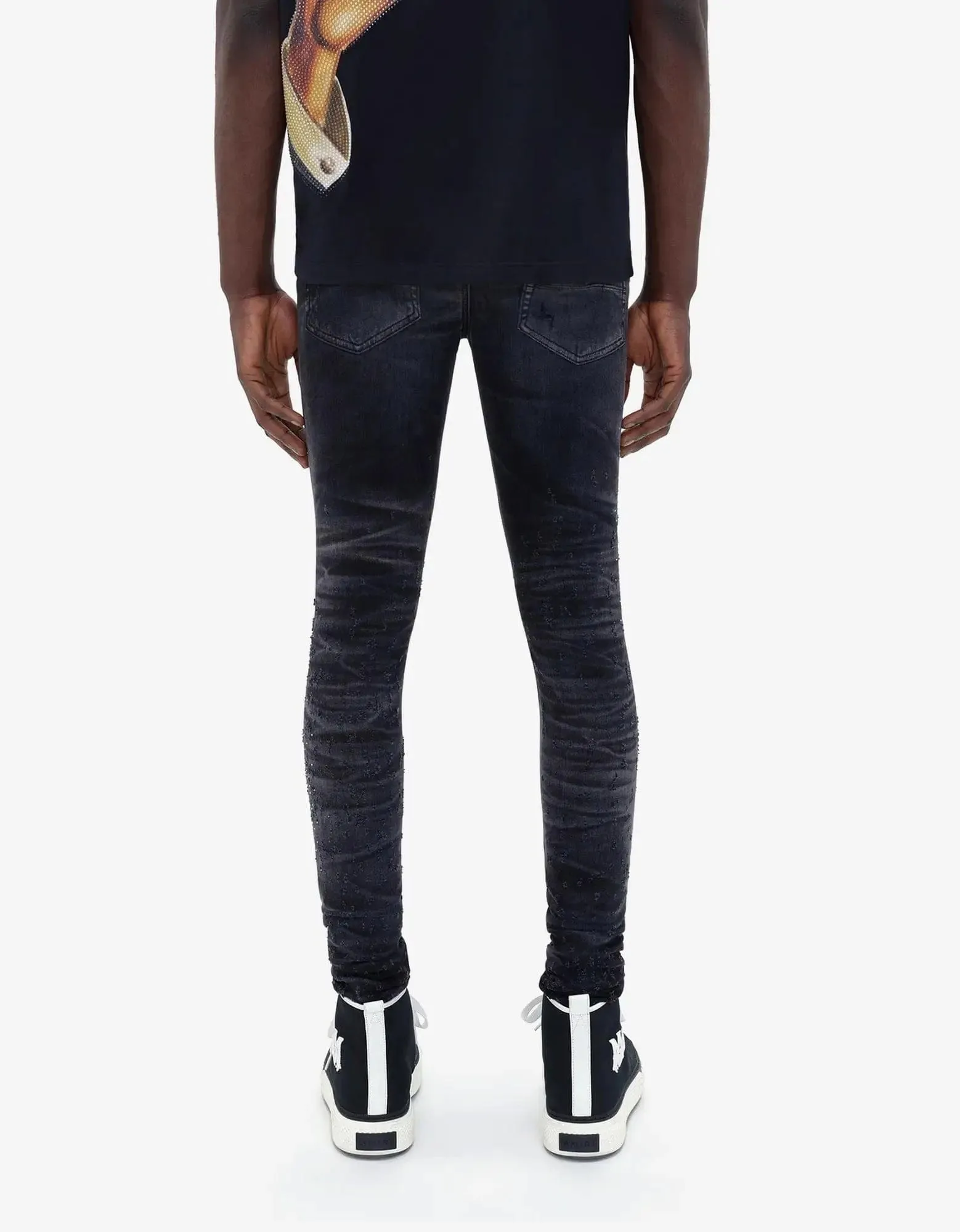 Amiri Jeans Black Crystal Shotgun