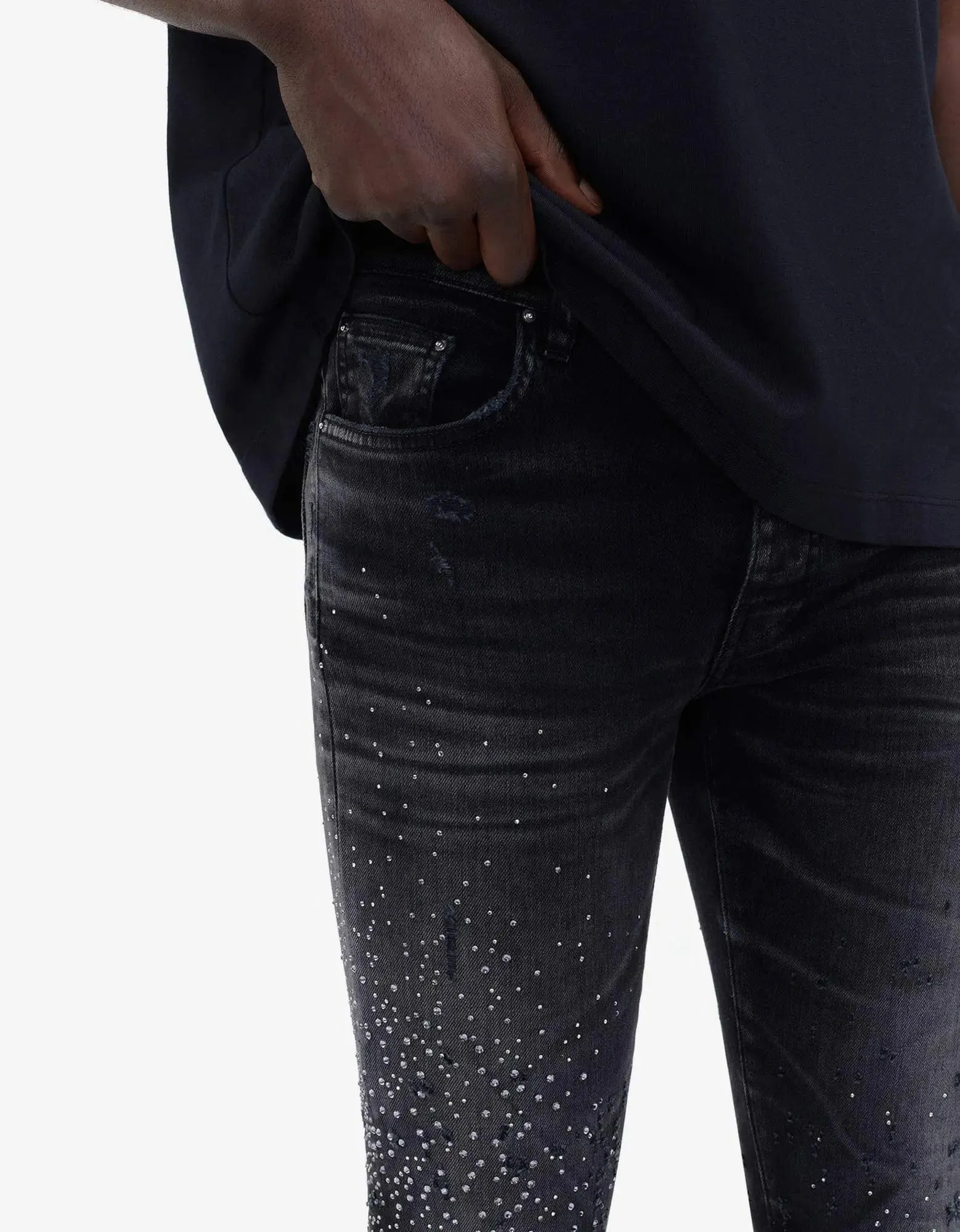 Amiri Jeans Black Crystal Shotgun