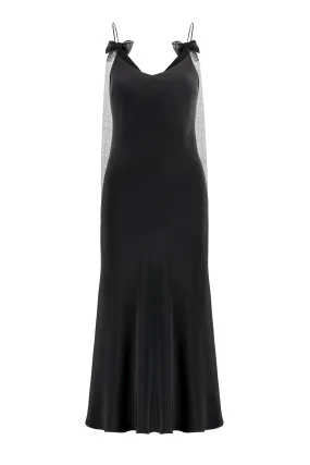 ARIA BLACK SILK SLIP DRESS WITH BOW DETAILS