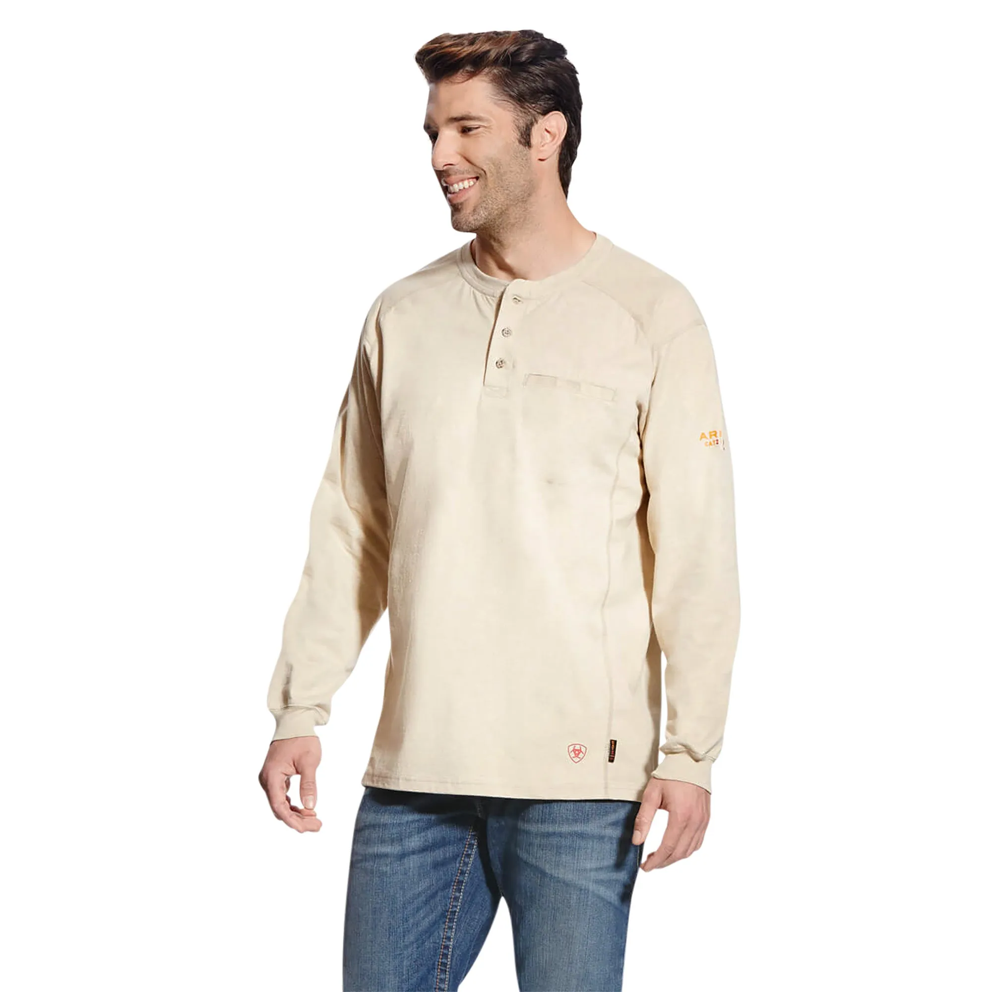 Ariat Men's FR Air Henley Sand Heather Shirt 10022598