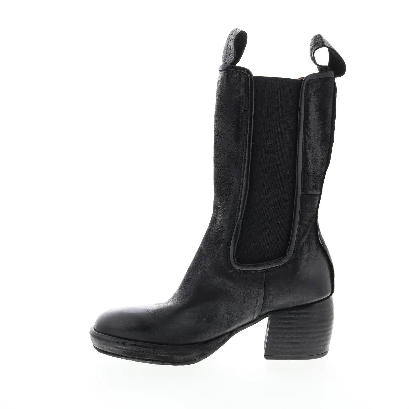 A.S.98 Collins A57202-301 Womens Black Leather Slip On Casual Dress Boots