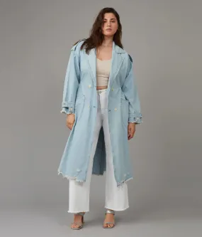 Avery Denim Trench Coat - Blue Opal