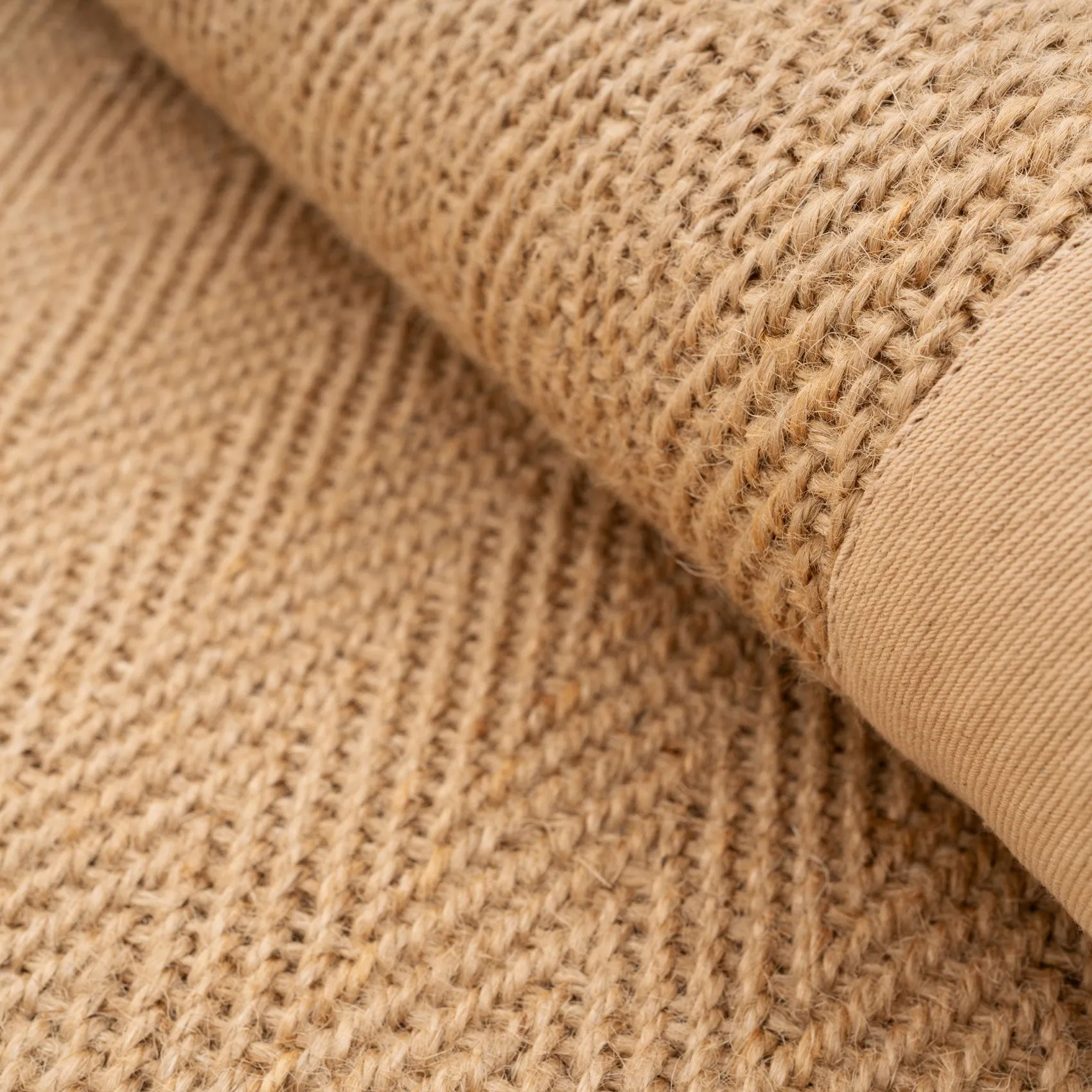 Beige Cotton Border Natural Jute Area Rug