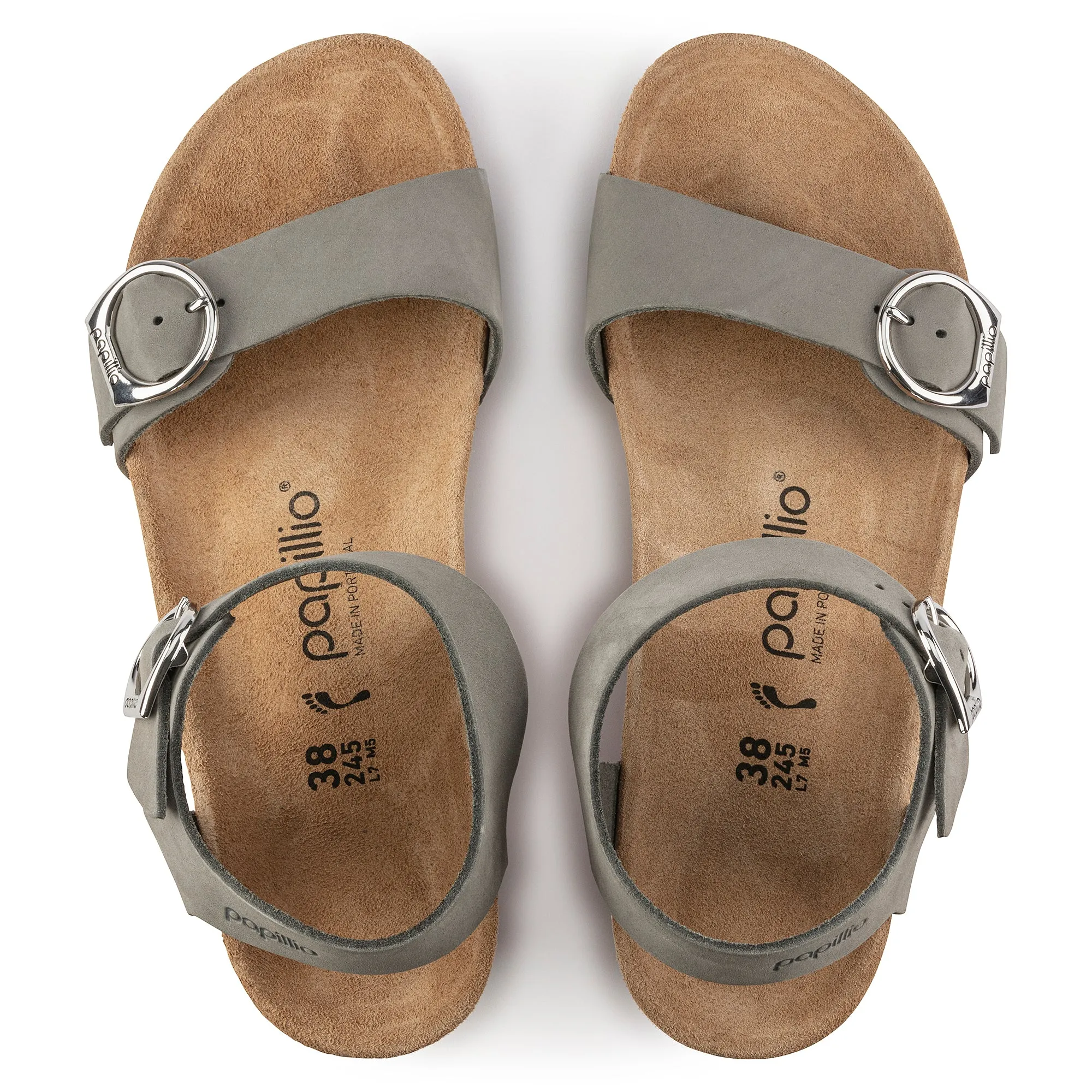 Birkenstock Soley Ring-Buckle Leather Wedge Sandal in Dove Gray