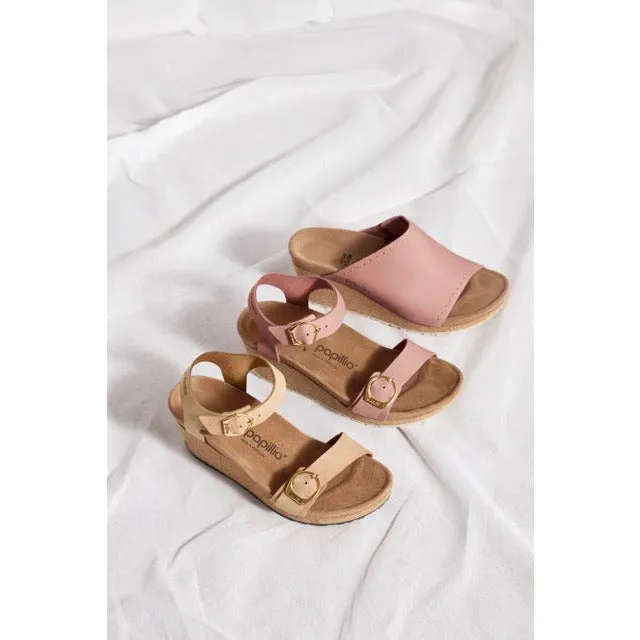 Birkenstock Soley Ring-Buckle Nubuck Leather Wedge Sandal in Sandcastle