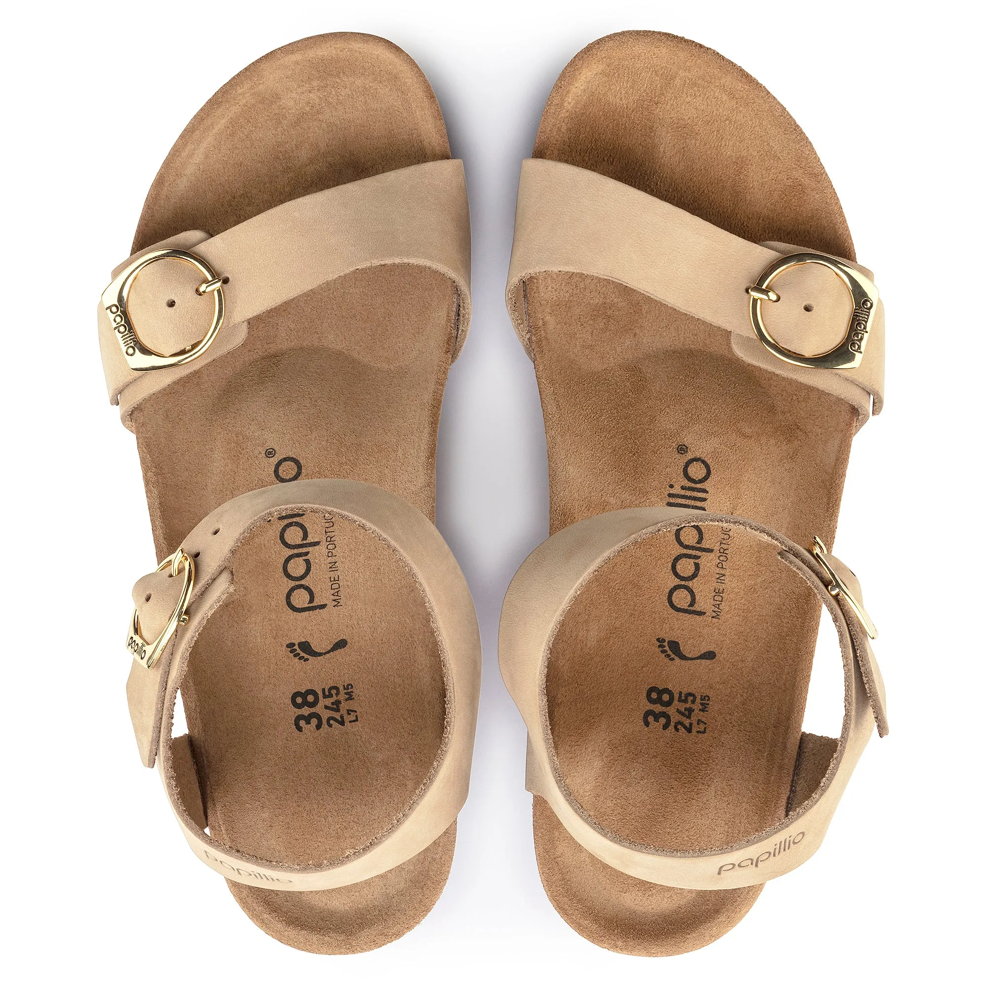 Birkenstock Soley Ring-Buckle Nubuck Leather Wedge Sandal in Sandcastle