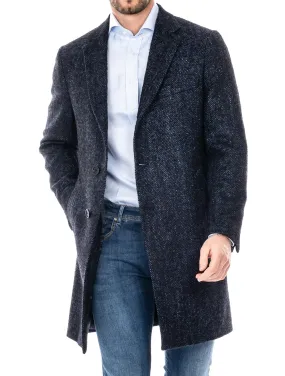 Blue Herringbone Overcoat Blue