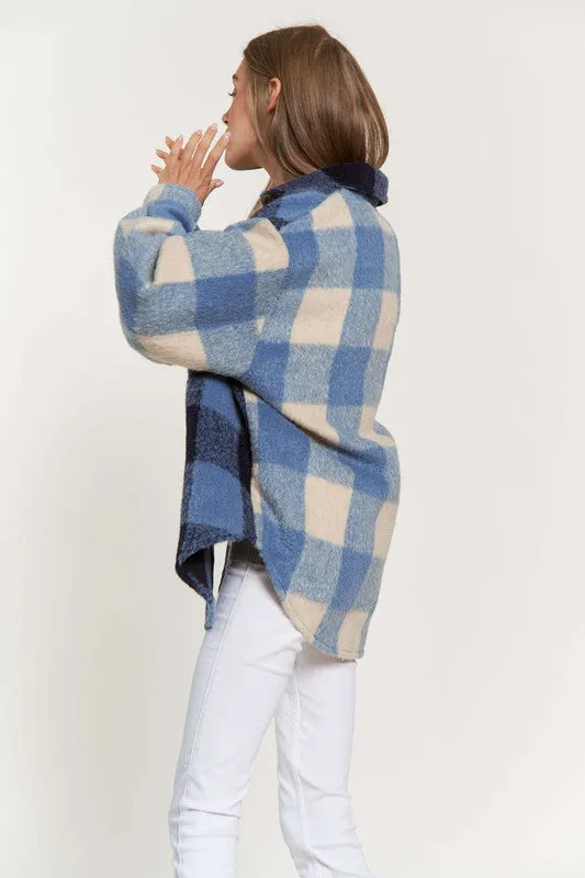 Bohemian Colorblock Plaid Chest Pocket Detail Lumberjack Shacket