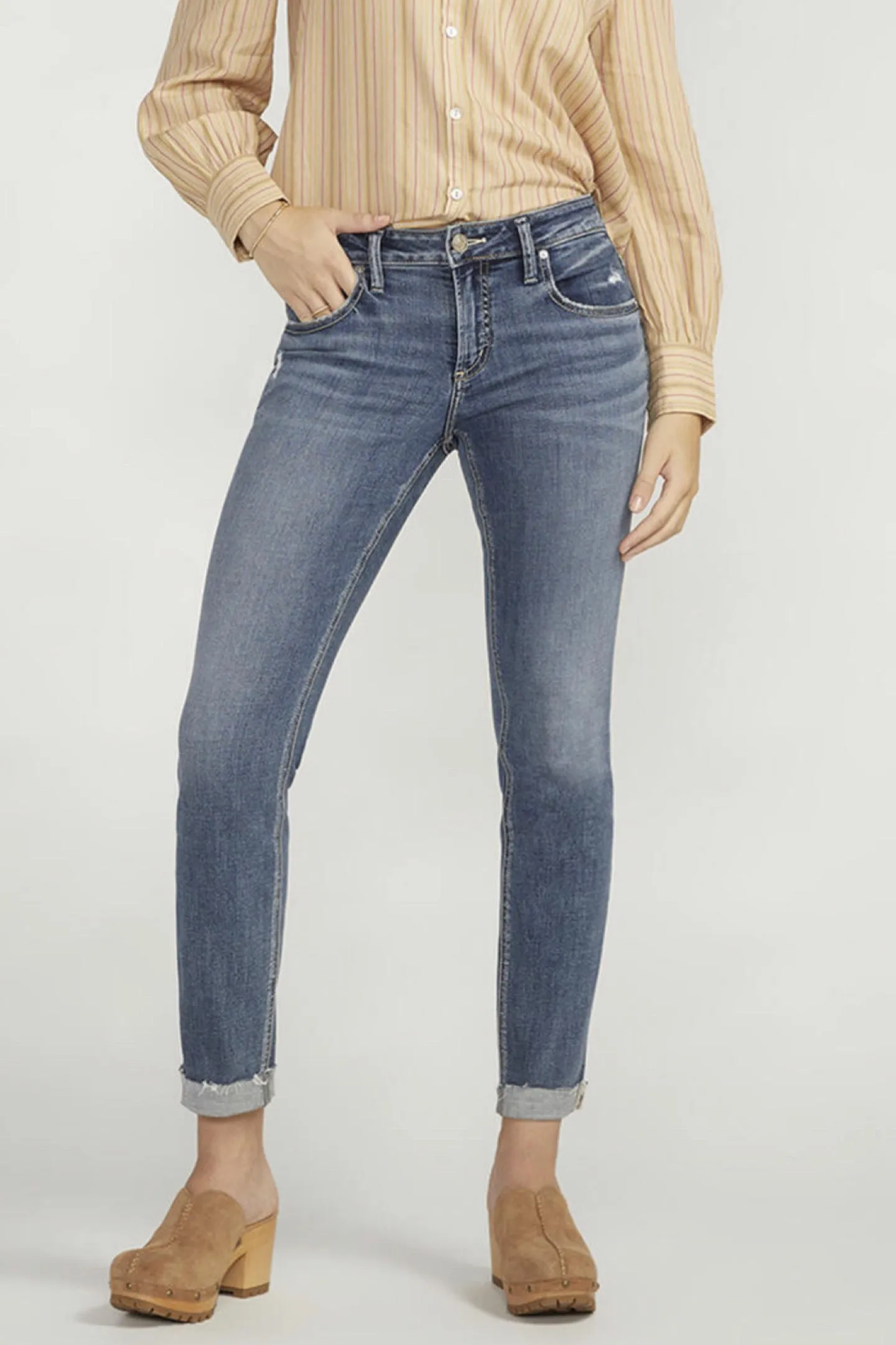 Boyfriend Mid Rise Slim Leg Jeans by Silver