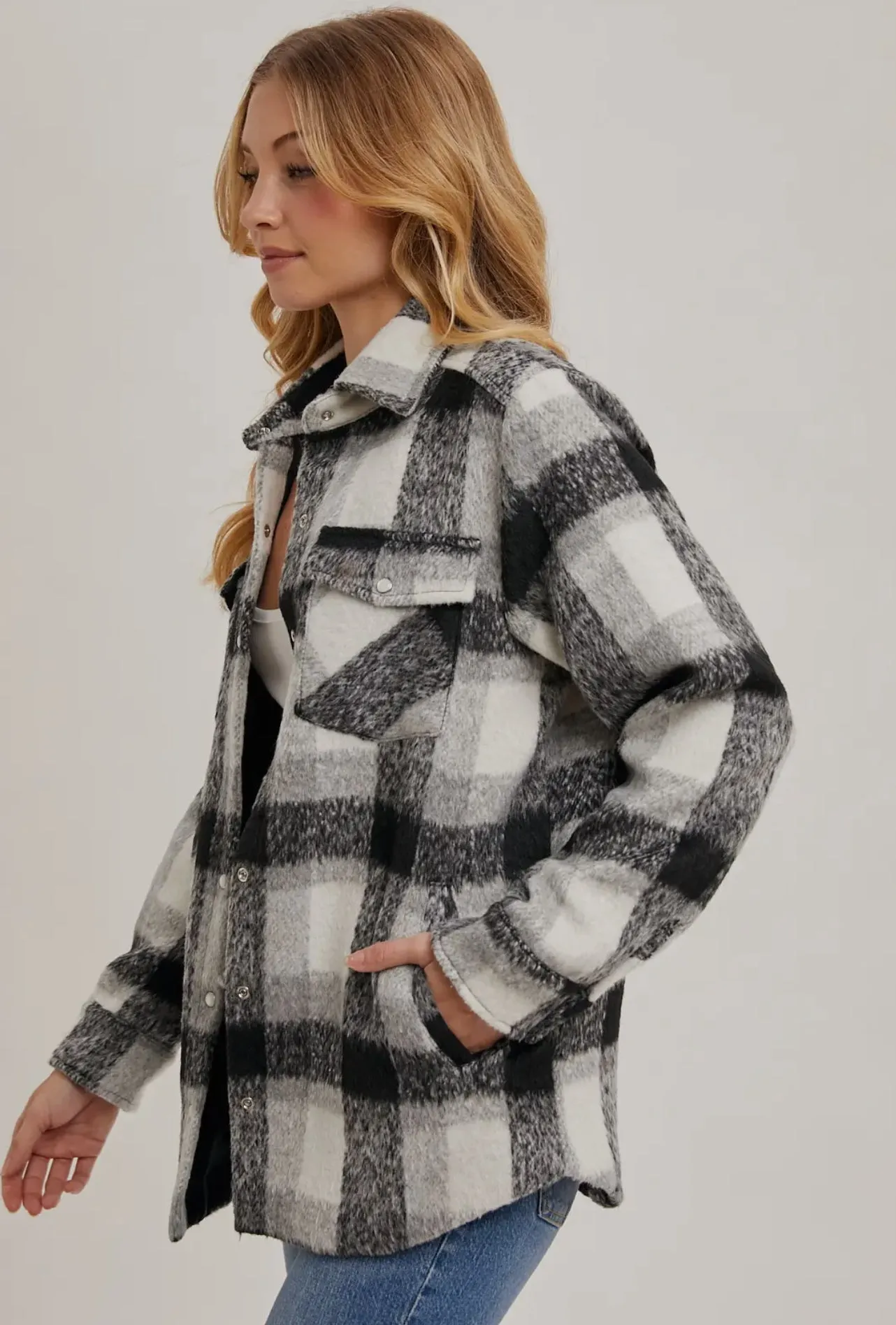 Button Down Plaid Shacket