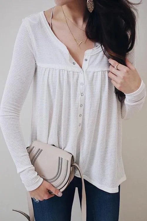 Button Long Sleeve Henley shirt