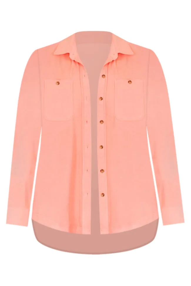 Can't Get Enough Coral Brushed Rib Shacket FINAL SALE