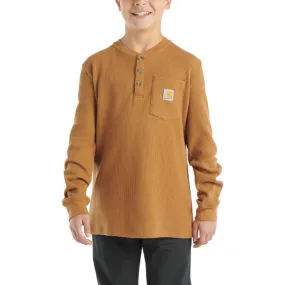 Carhartt Boys' Logo Chest Pocket Long Sleeve Henley T-Shirt