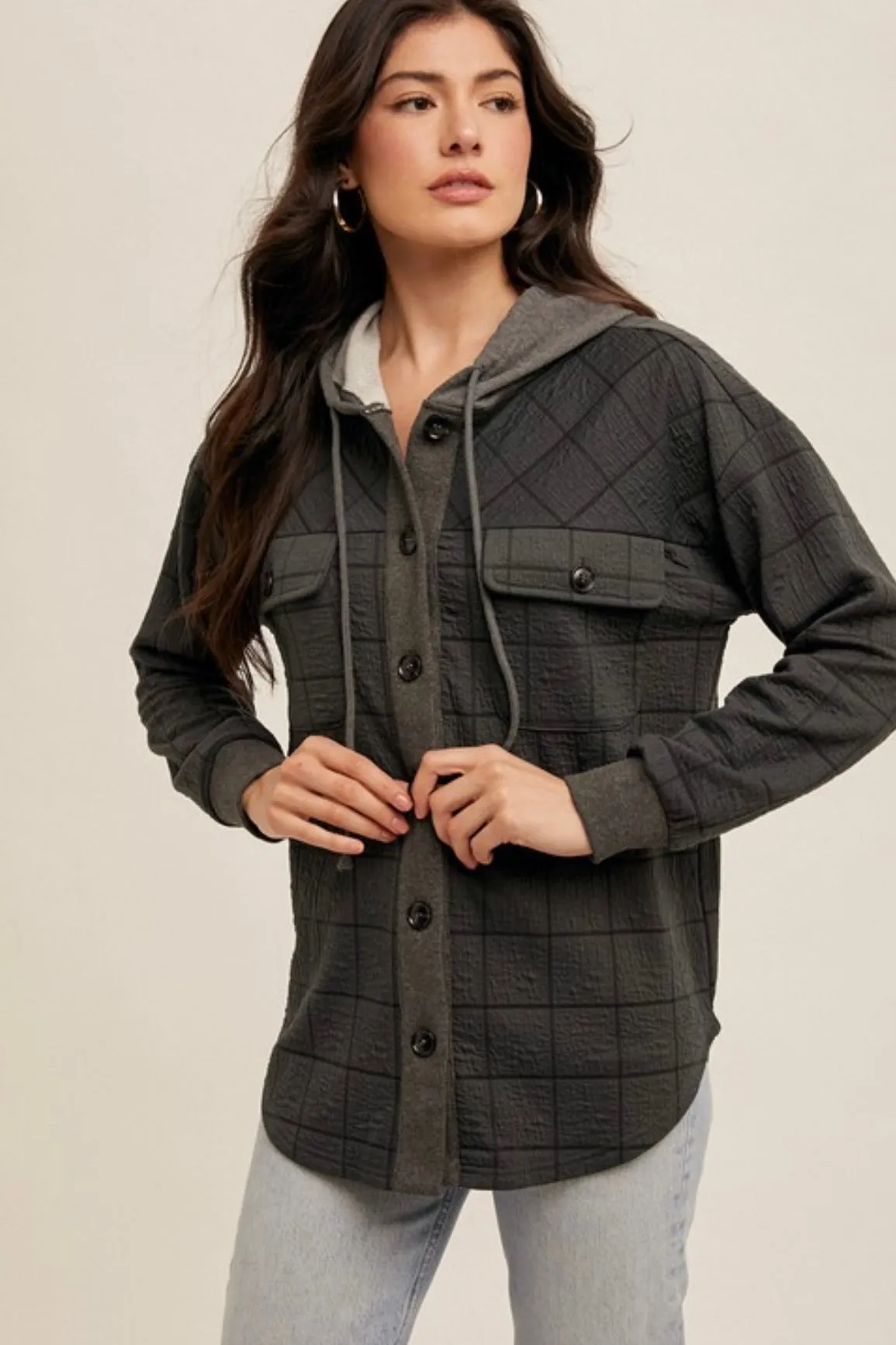 Checked Hooded Shacket - 3 Colors!