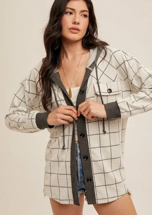 Checked Hooded Shacket - 3 Colors!