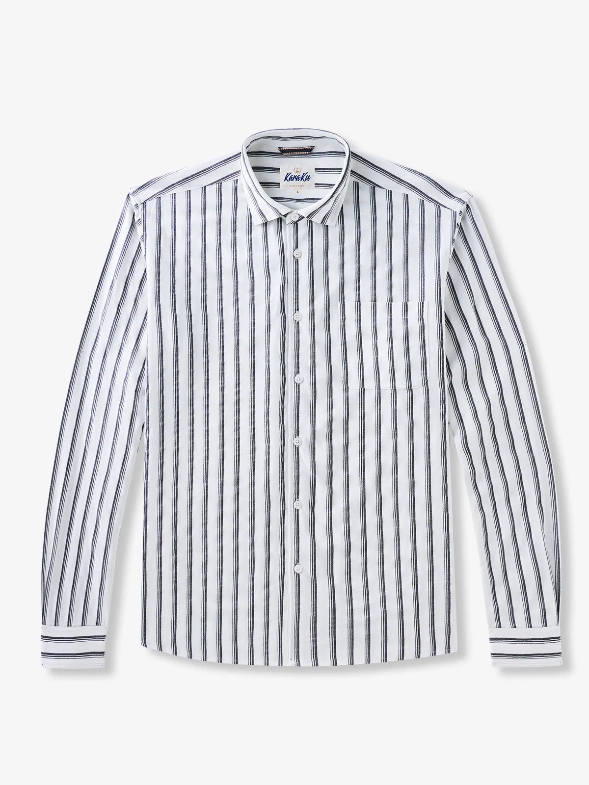 Classic Striped Elegance Long-Sleeve Linen Shirt