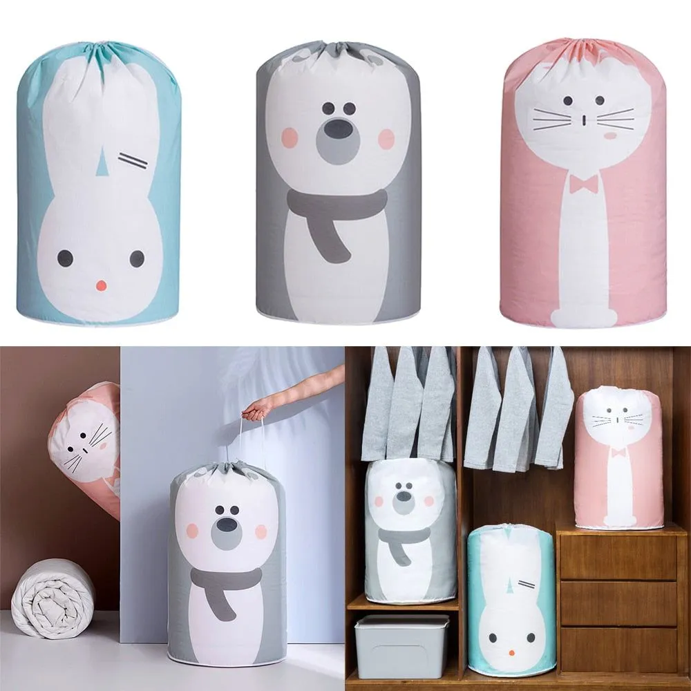 Collapsible Storage Bag Clothes Cotton Blanket Bed Cover Wardrobe Sweater Storage Bag Cute Bear