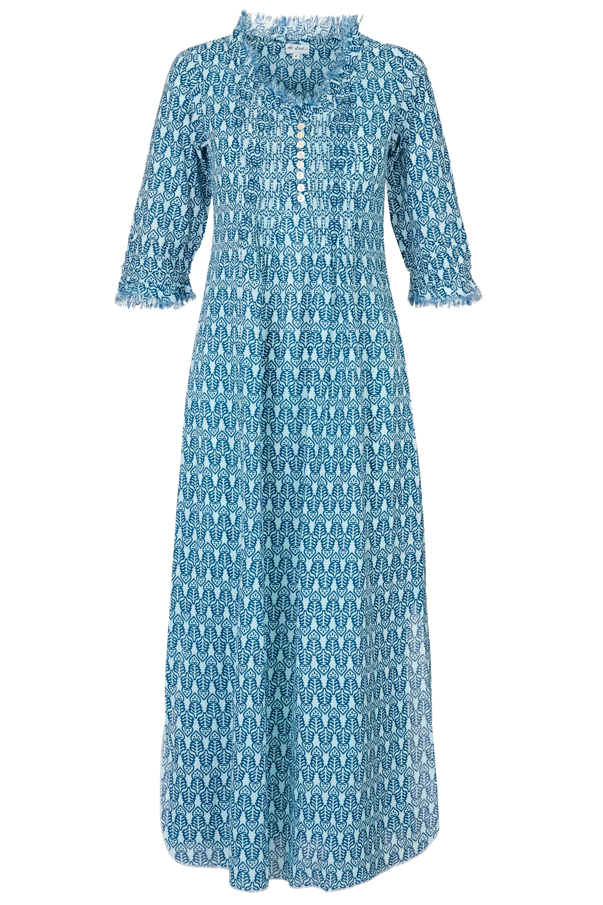 Cotton Annabel Maxi Dress in Fresh Navy & White