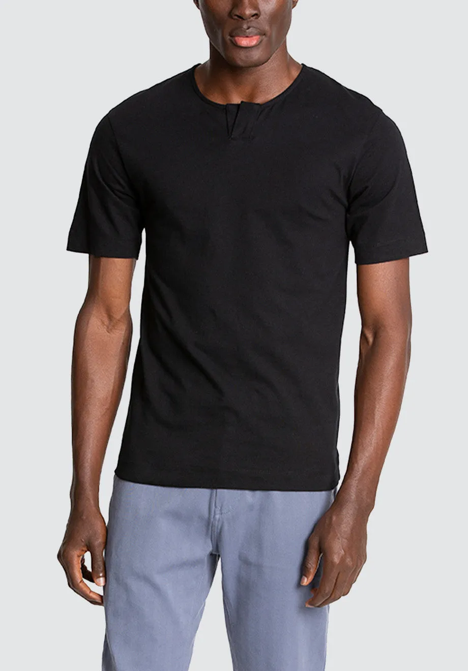 Cotton Henley Tee | Black Beauty