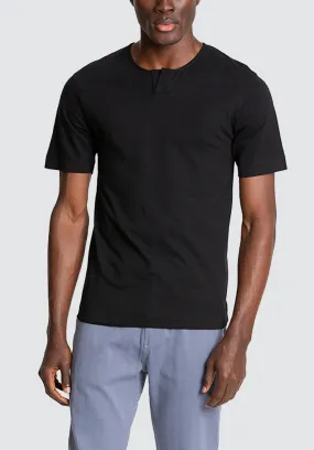 Cotton Henley Tee | Black Beauty