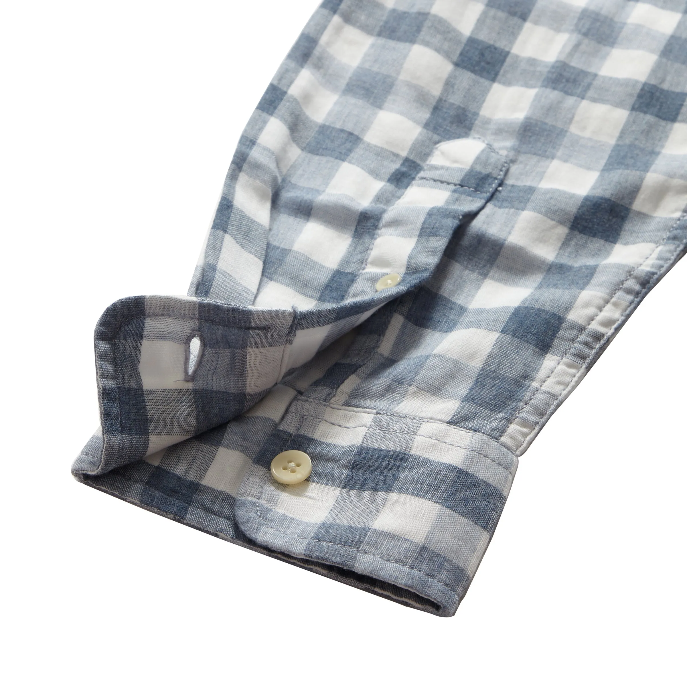 Denby Double Cloth Shirt - Heather Blue Cream Gingham