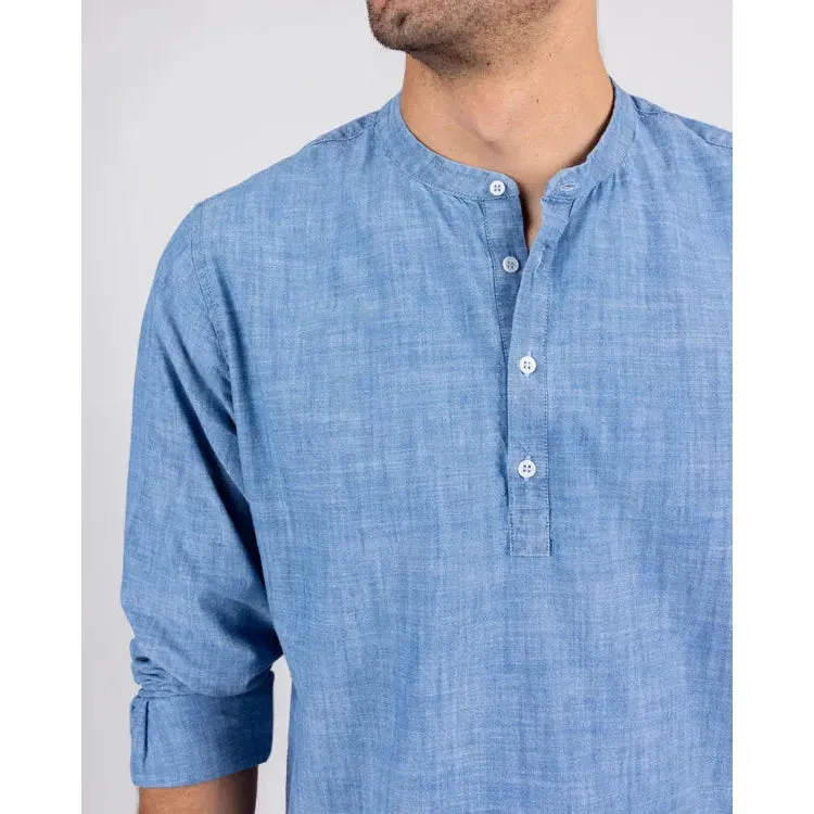 Denim Henley Shirt Indigo Made Of Organic Cotton