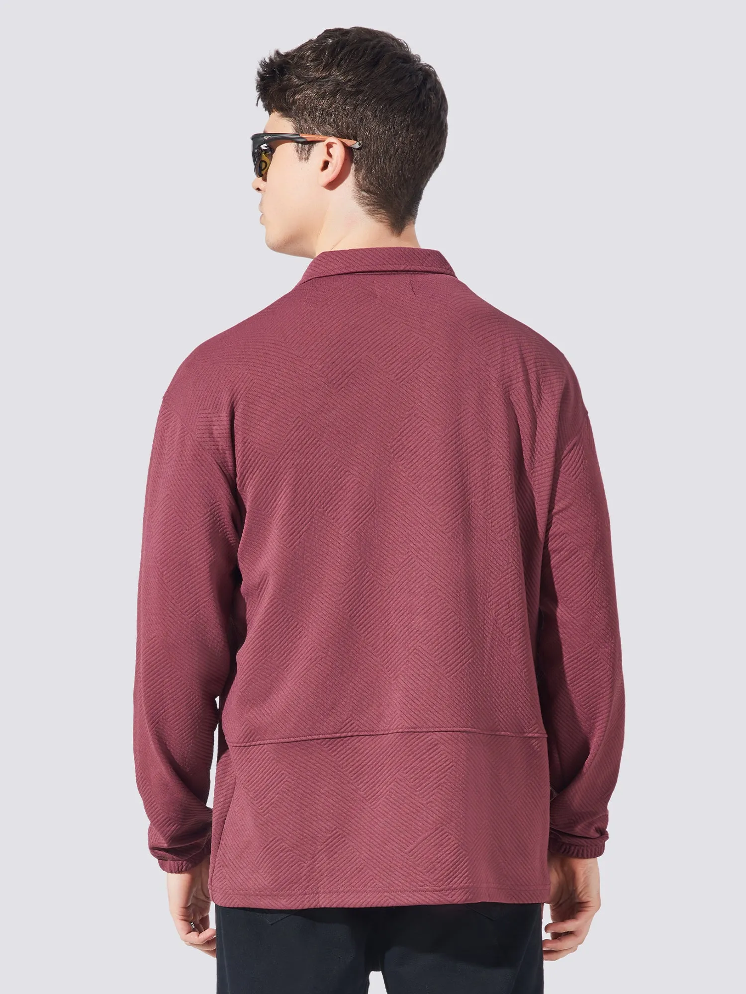 Double Pocket Solid Burgundy Shacket