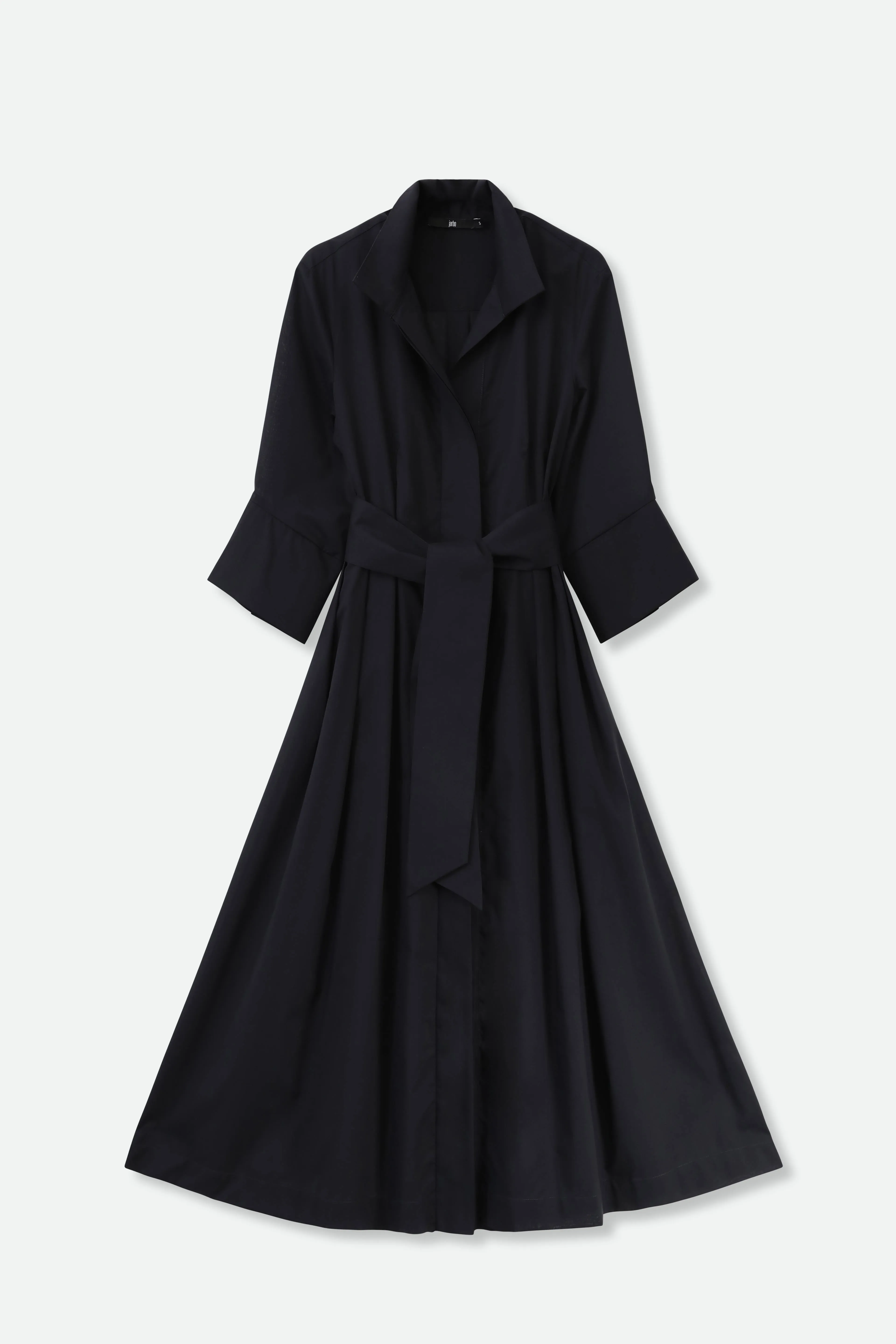 DUNE SLEEVE DRESS IN ITALIAN COTTON VOILE WITH SLIP IN BLACK