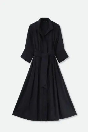 DUNE SLEEVE DRESS IN ITALIAN COTTON VOILE WITH SLIP IN BLACK