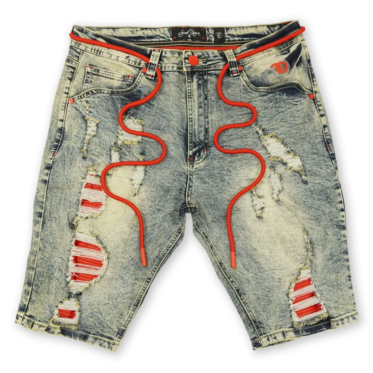 F600 Frost Shredded Denim Shorts - Vintage Wash