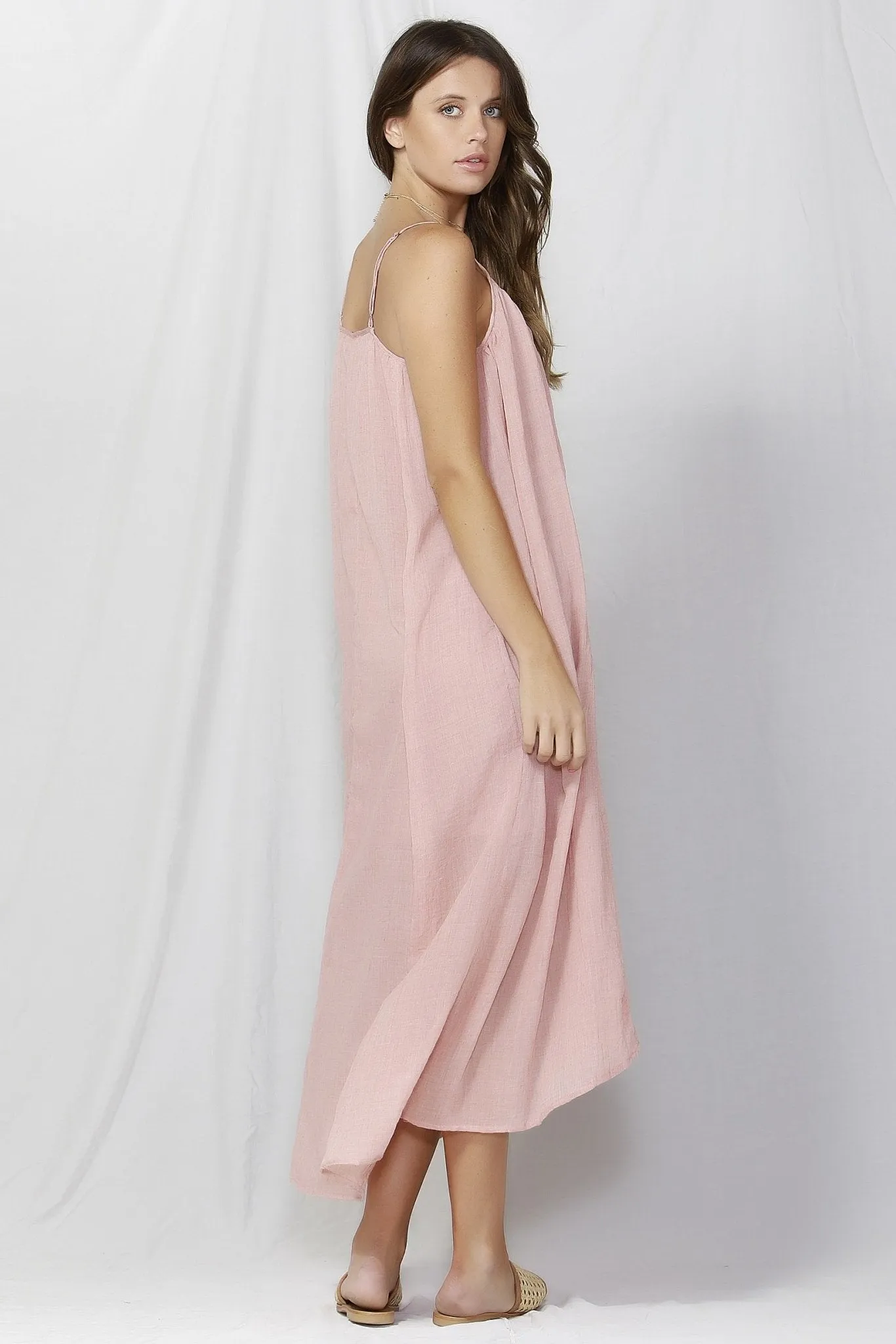 Fate   Becker Sunday Strap Maxi Dress in Pink