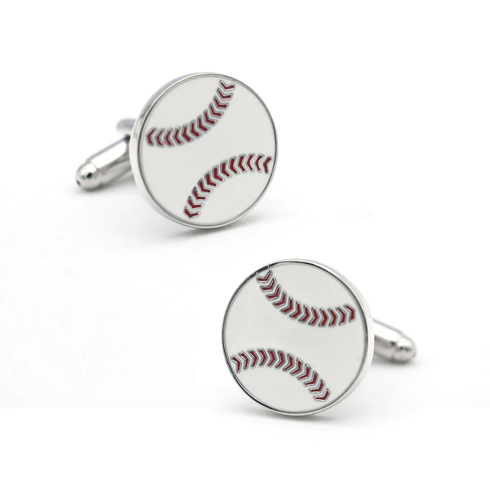 Fenway Baseball Rhodium Plated Cufflinks