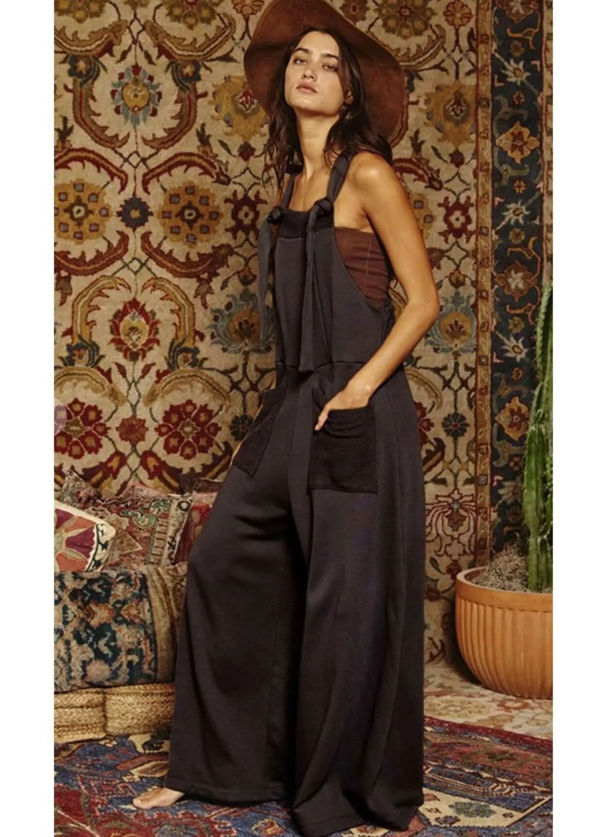 French Terry Slouchy Overall Jumpsuit Made in USA