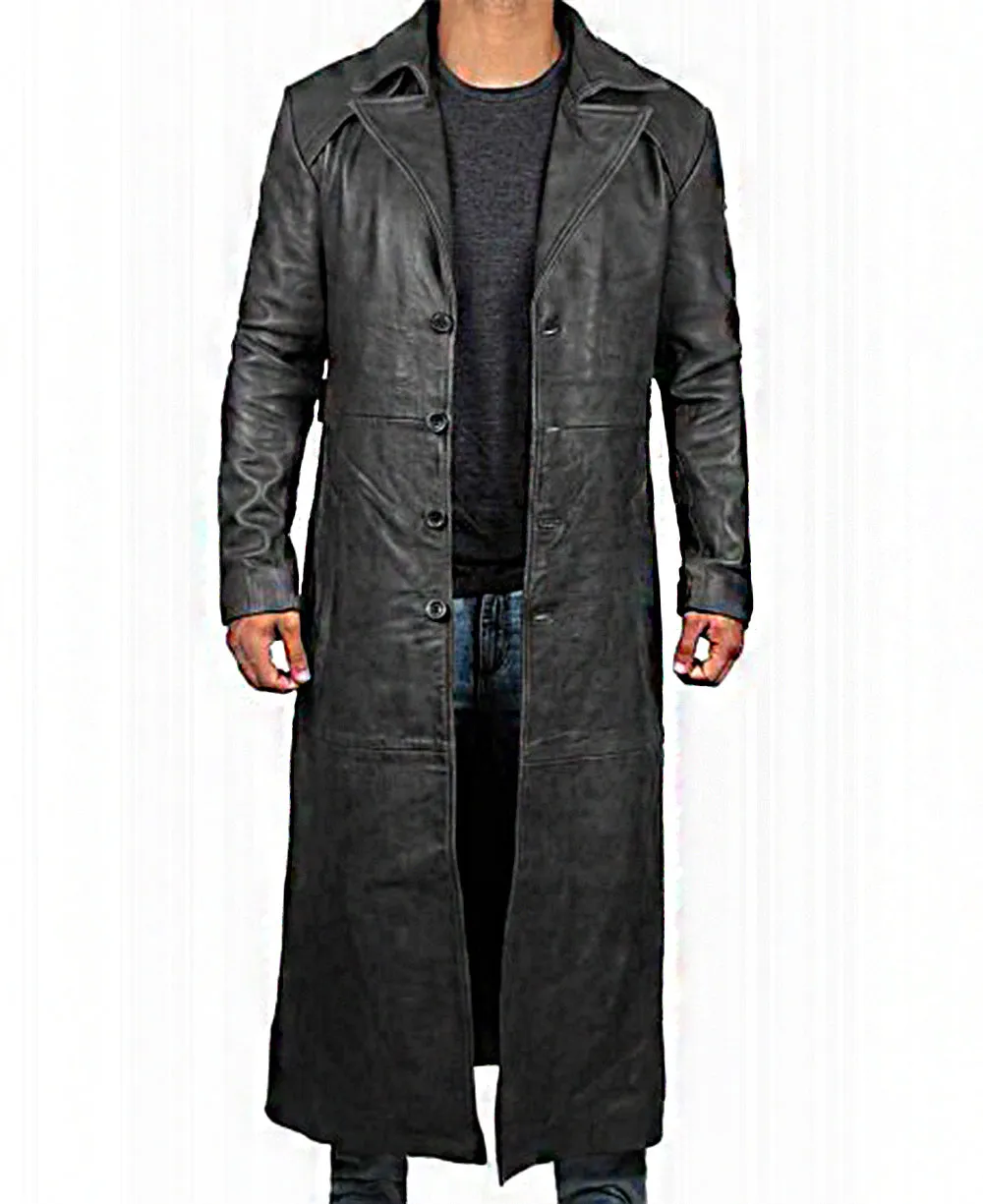 Full length Black Winter Trench Coat