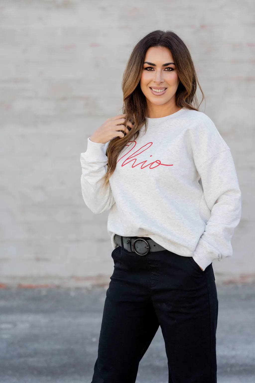 Heathered Cursive Ohio Graphic Crewneck