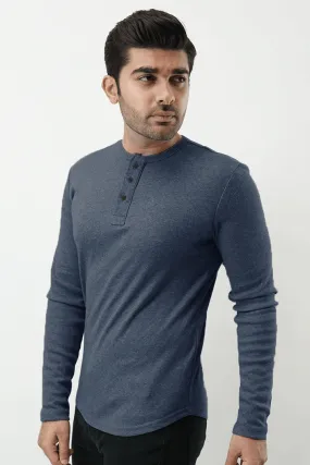 Henley Full Sleeves T-shirt - Navy Blue