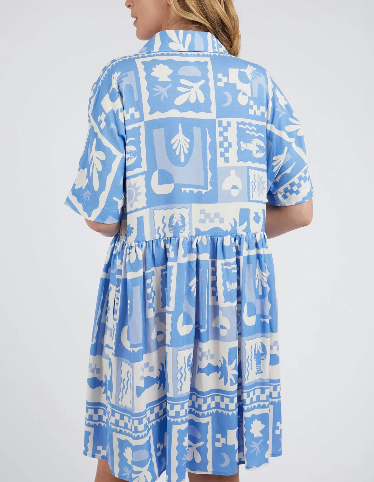 Holiday Sun Dress Cerulean Holiday Print