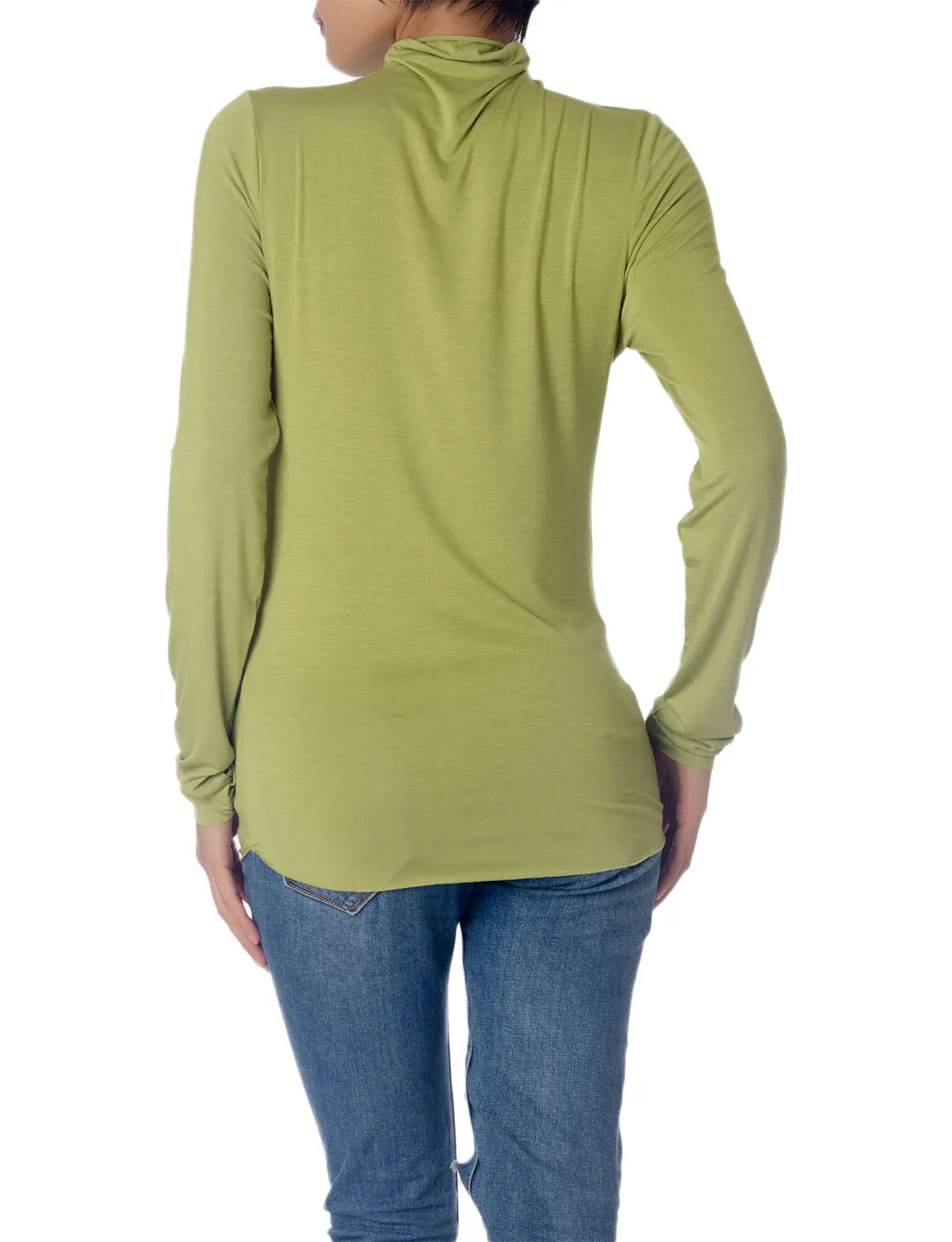 iB-iP Women's Tops Turtleneck Slim Fit Long Sleeve High Neck Cozy Silky Henley